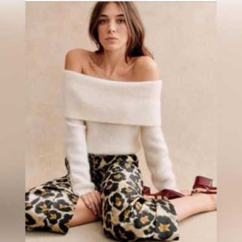 Sezane Off-Shoulder Cream Sweater